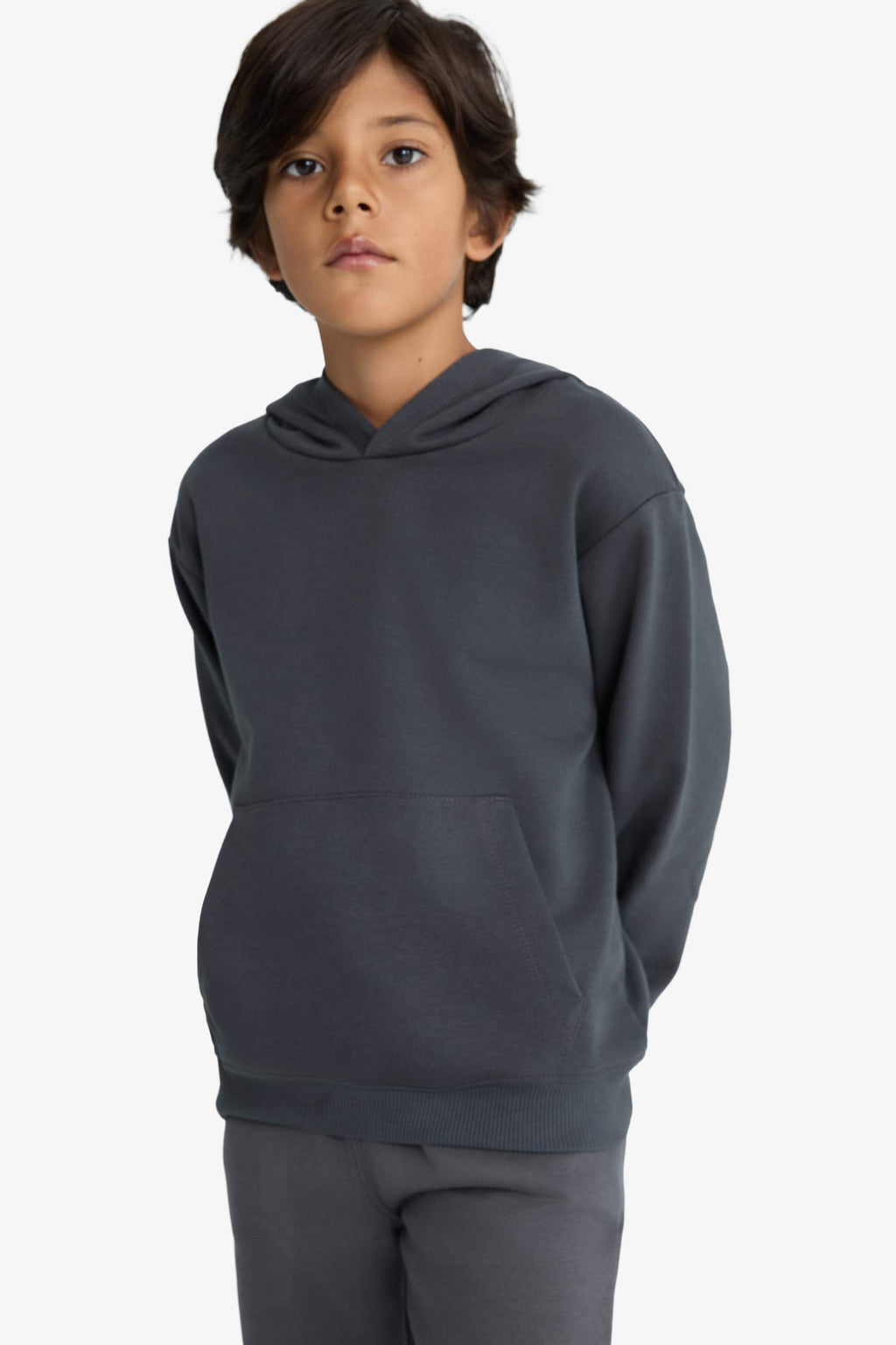 Boys Basic Plain Hooded School Sweatshirt