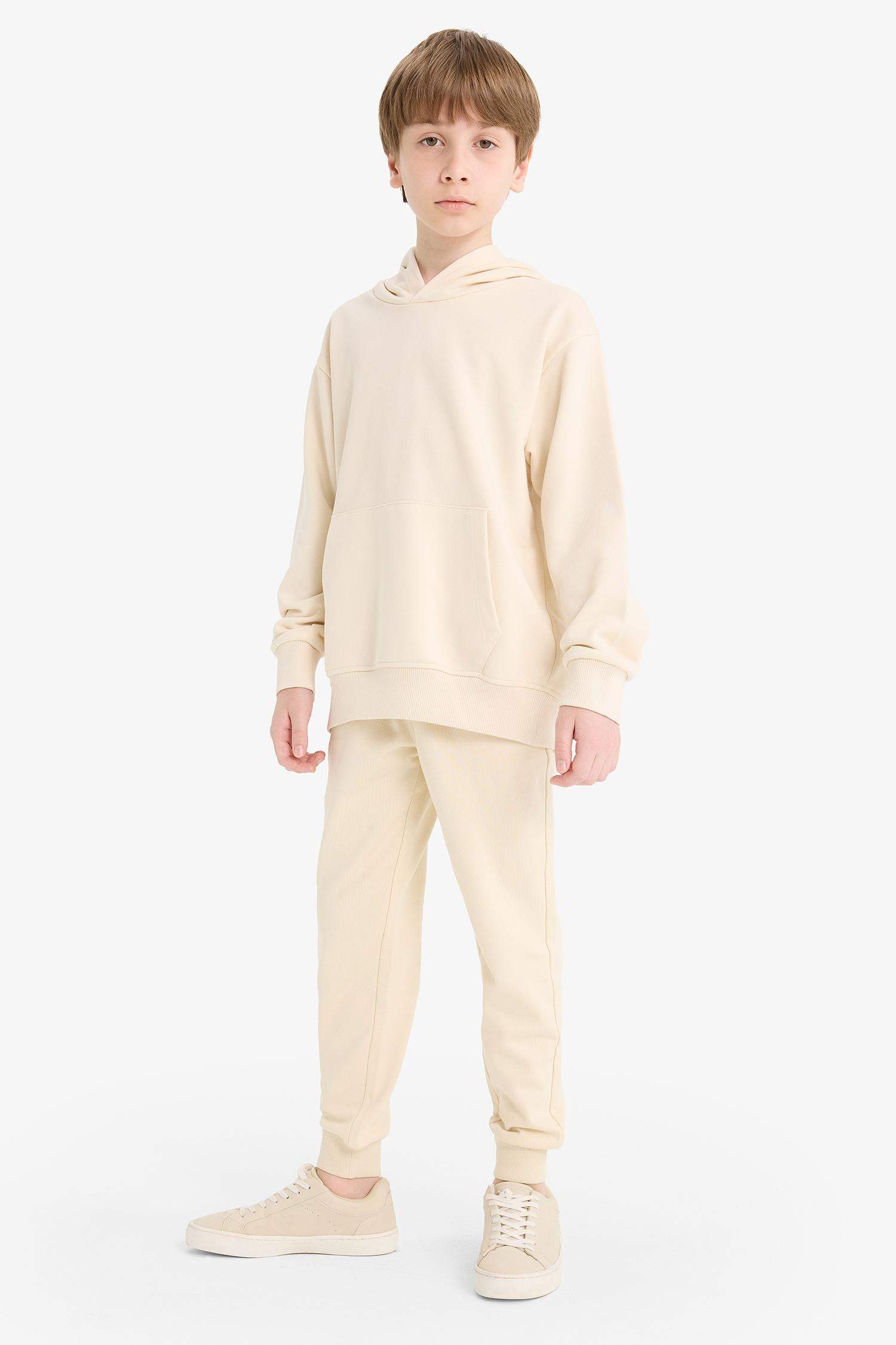 Boys Basic Plain Hooded School Sweatshirt