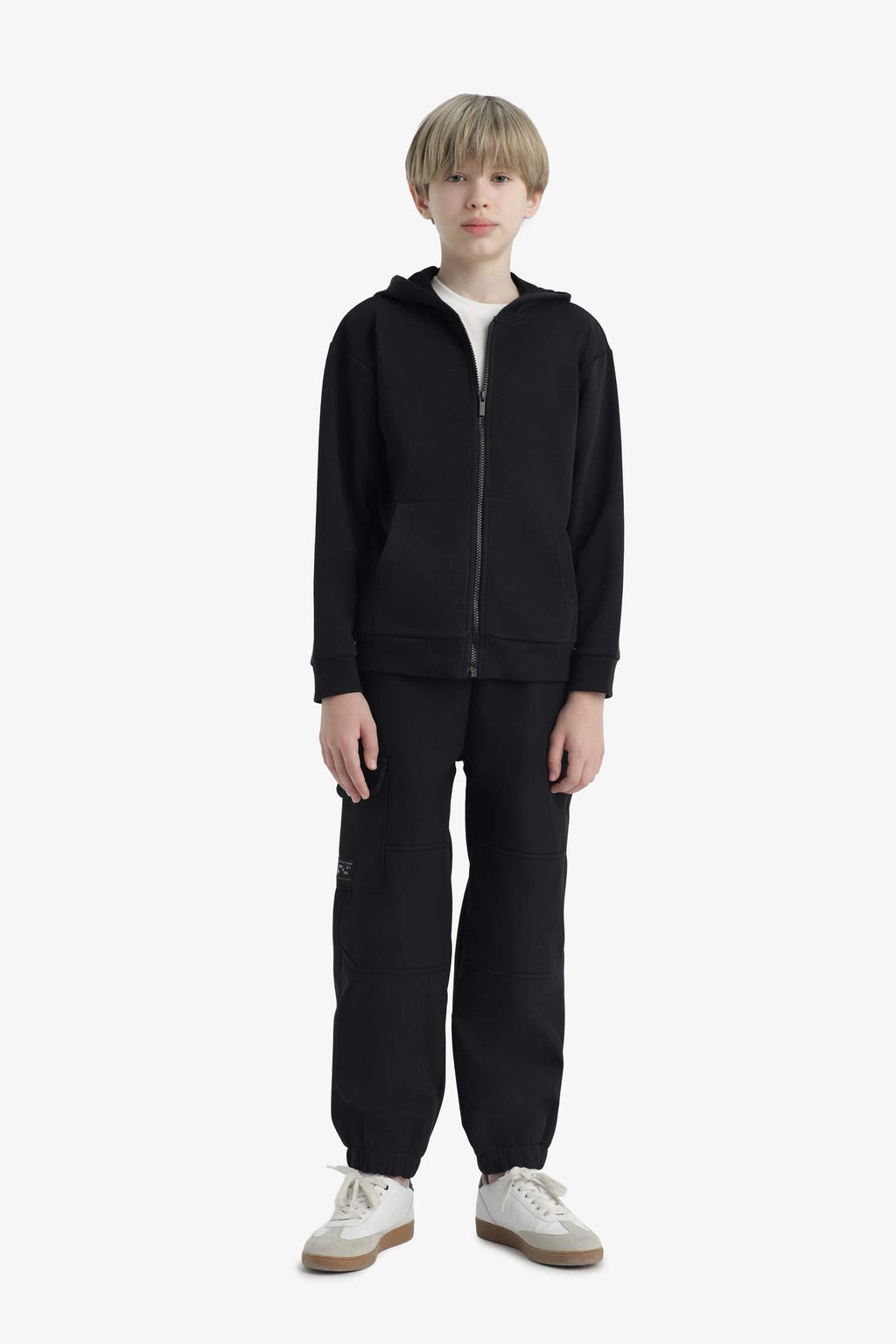 Boys' Basic Plain Hooded Zip-Up Sweatshirt
