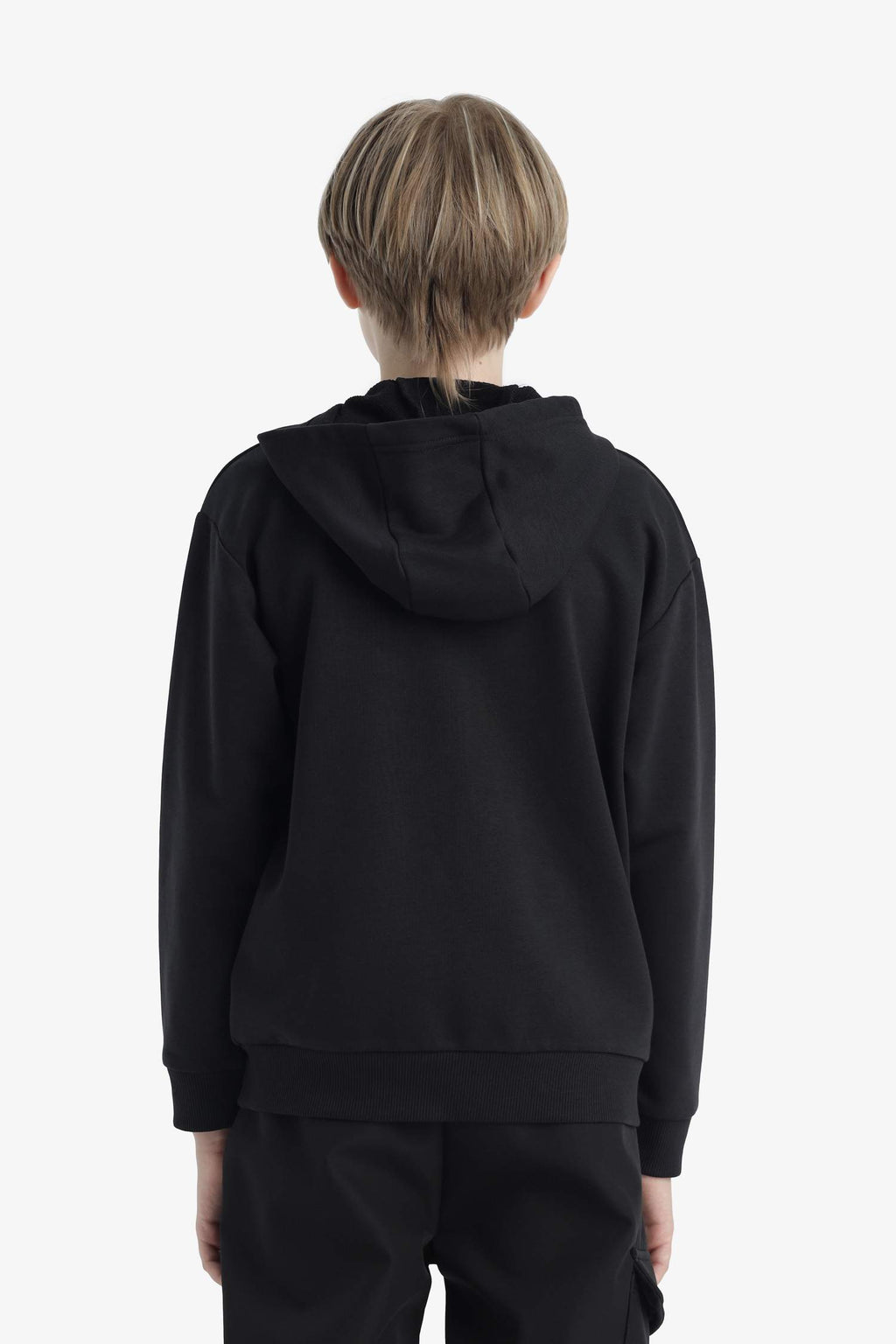 Boys' Basic Plain Hooded Zip-Up Sweatshirt