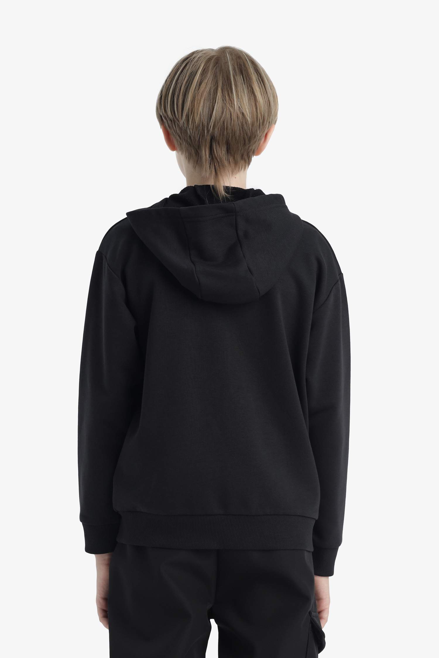 Boys' Basic Plain Hooded Zip-Up Sweatshirt