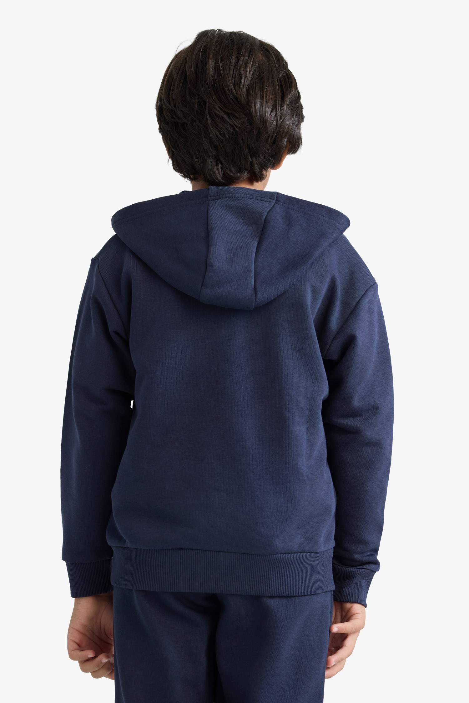 Boys' Basic Plain Hooded Zip-Up Sweatshirt