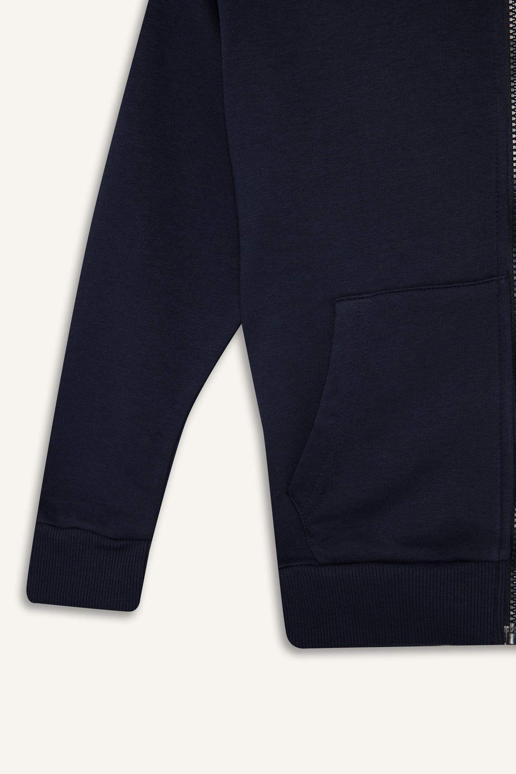 Boys' Basic Plain Hooded Zip-Up Sweatshirt