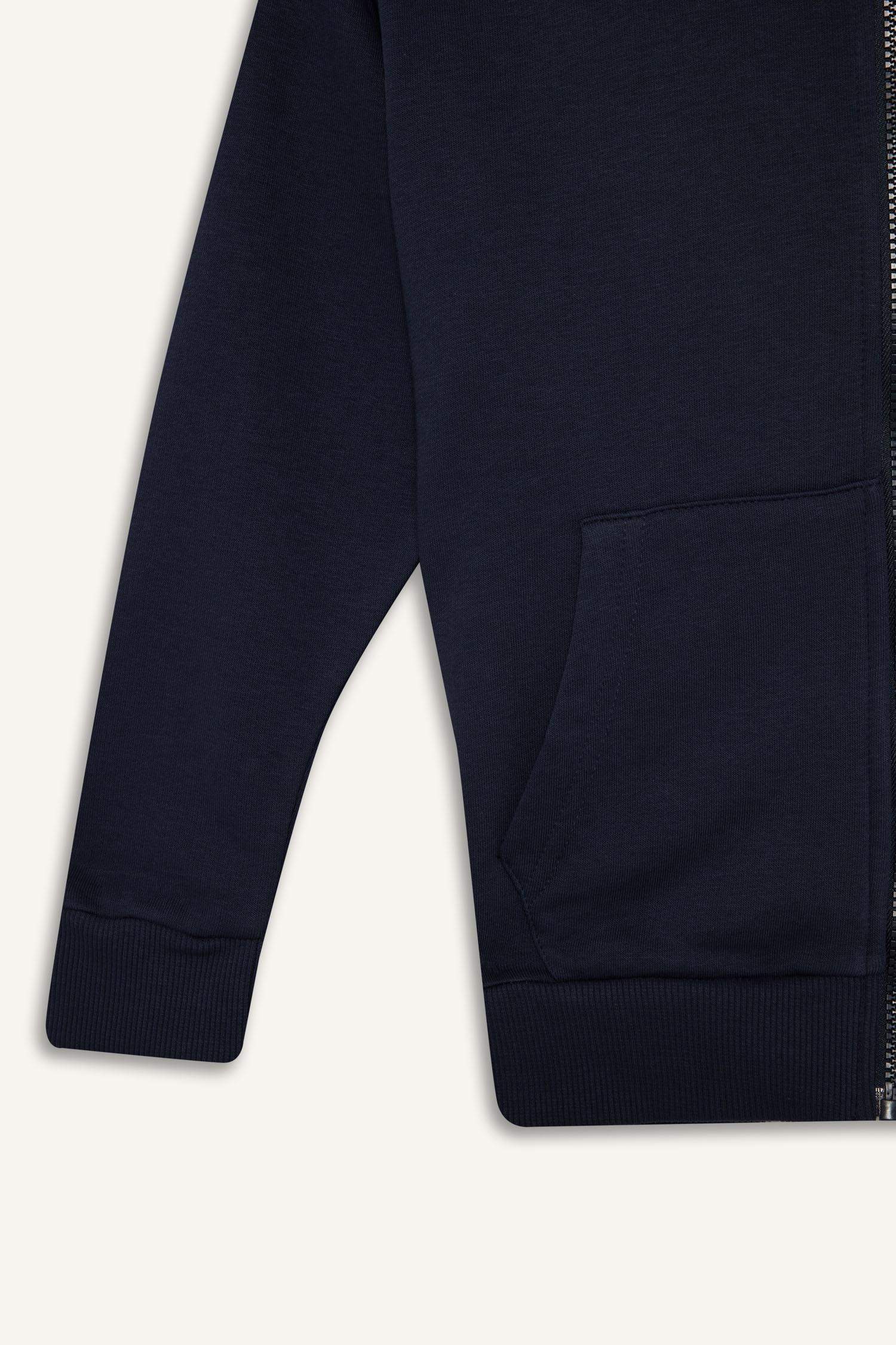 Boys' Basic Plain Hooded Zip-Up Sweatshirt