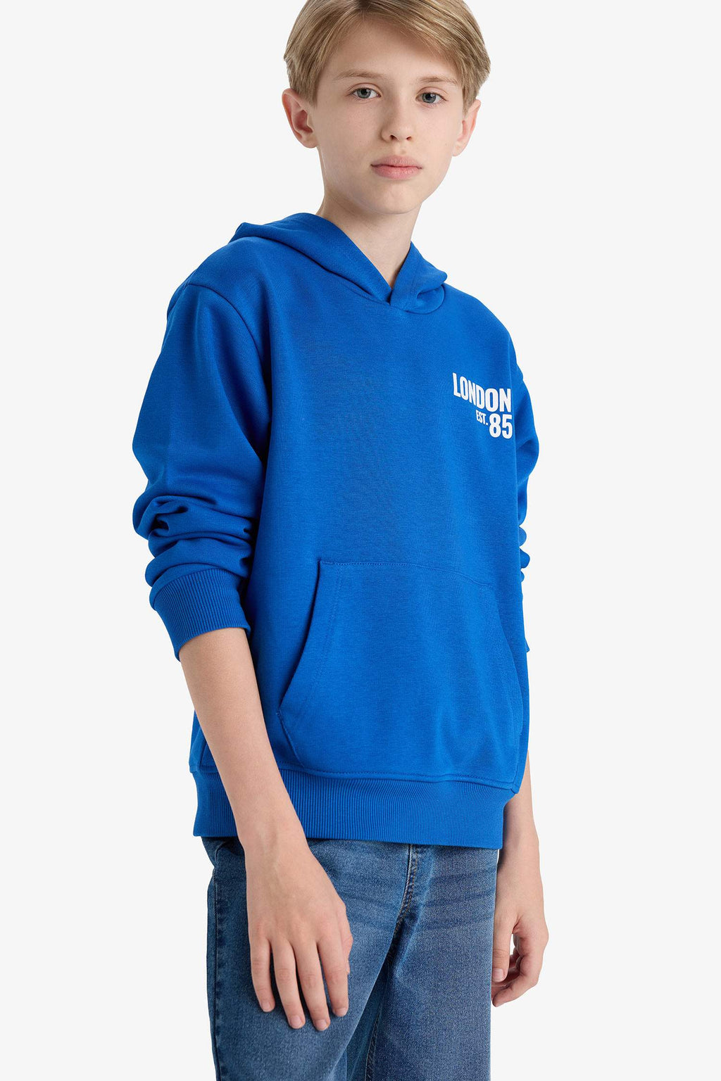 Boys Printed Hooded School Sweatshirt with Soft Fur Inside