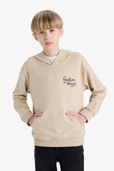 Boys Printed Hooded School Sweatshirt with Soft Fur Inside