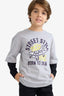 Boys Oversize Wide-Mould Crew Neck Printed Long Sleeve T-Shirt