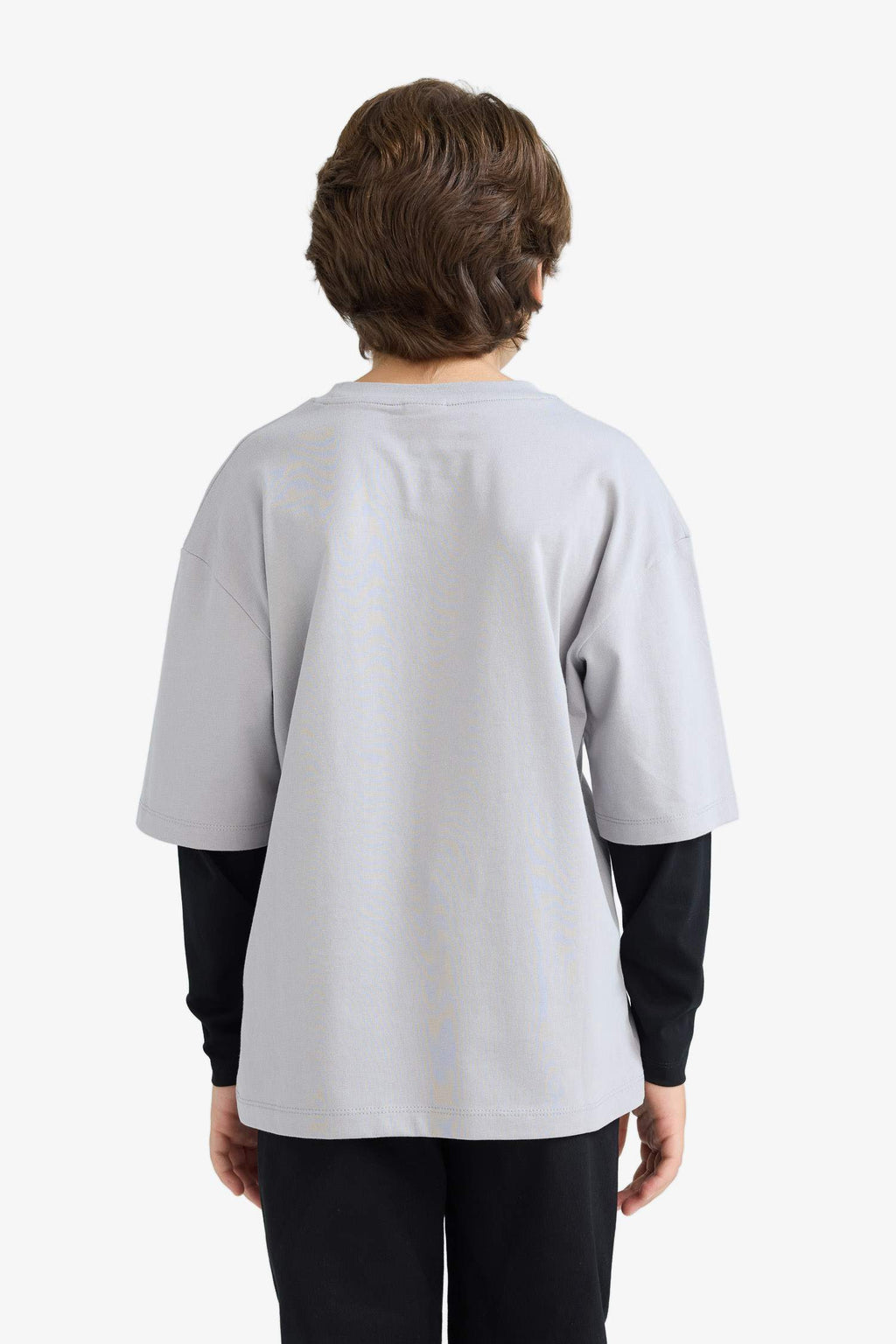 Boys Oversize Wide-Mould Crew Neck Printed Long Sleeve T-Shirt