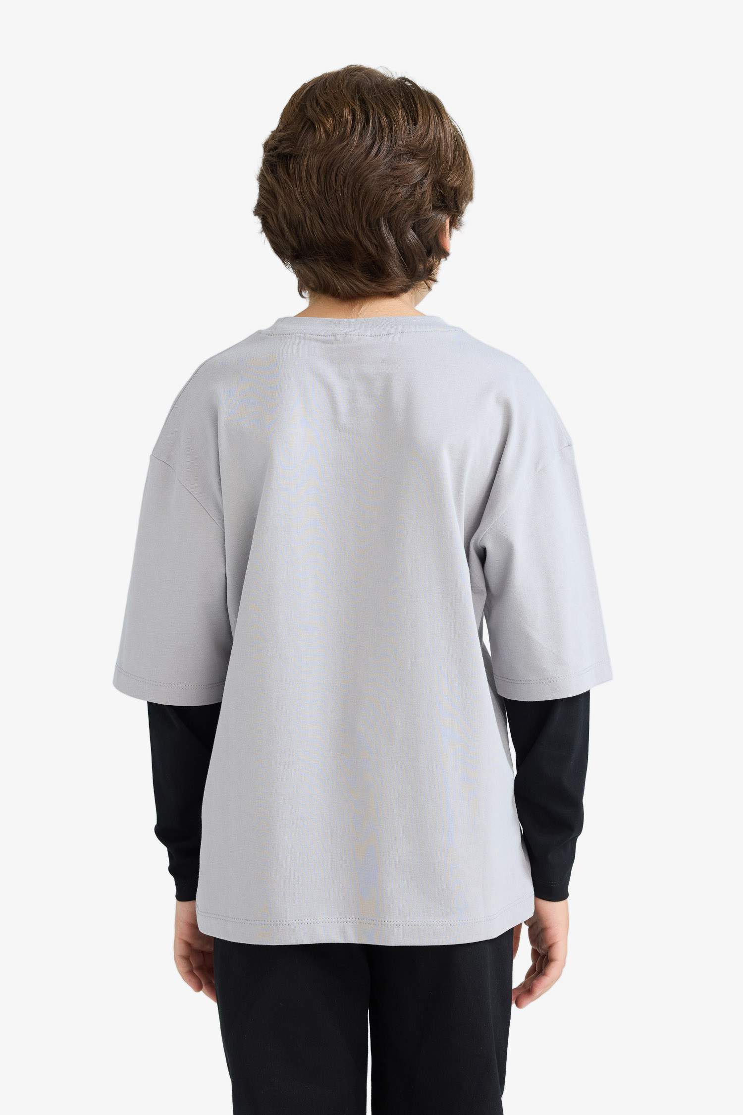 Boys Oversize Wide-Mould Crew Neck Printed Long Sleeve T-Shirt
