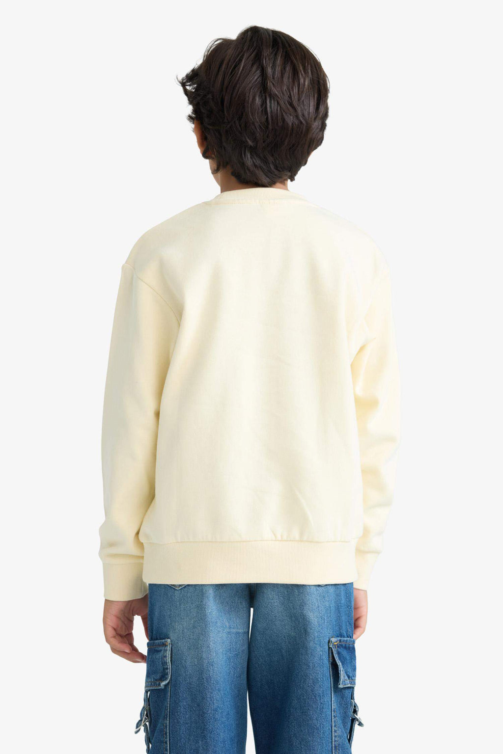 Boys Crew Neck Printed Sweatshirt with Soft Fur Inside