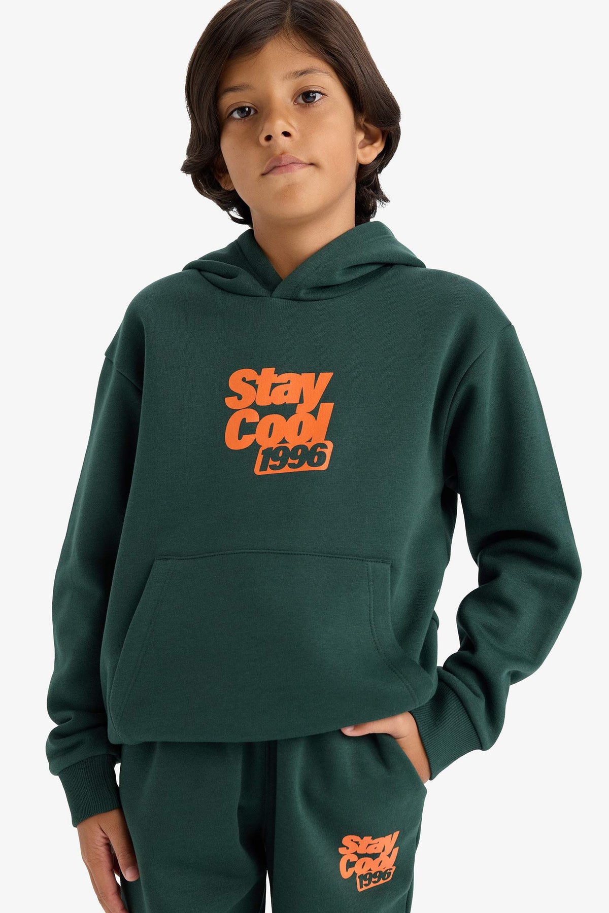 Boys Hooded Printed Sweatshirt with Soft Fur Inside