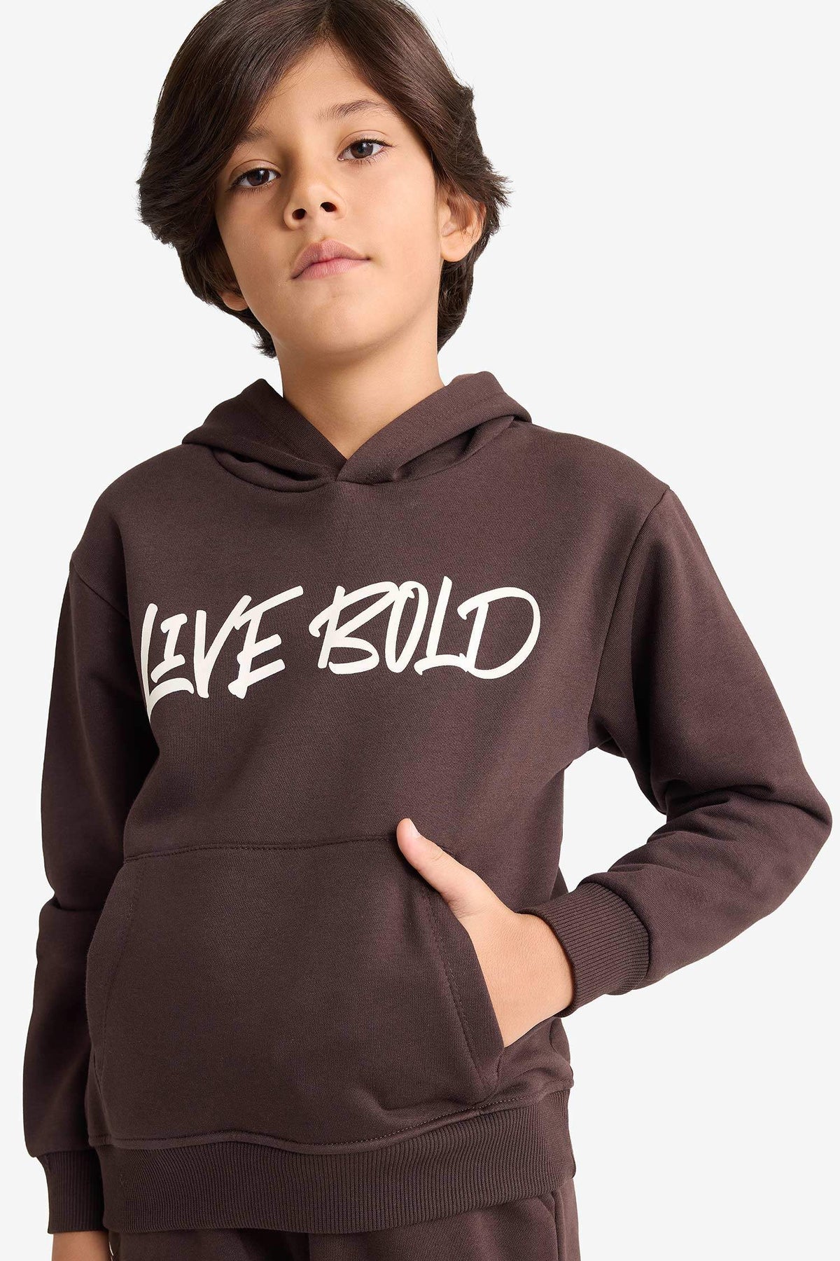 Boys Hooded Printed Sweatshirt with Soft Fur Inside