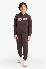 Boys Hooded Printed Sweatshirt with Soft Fur Inside