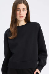 Boxy Fit Crew Neck Basic Plain Thick Sweatshirt