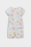 Baby Girl Pajama Set Floral Patterned Short Sleeve Combed Cotton Top and Elastic Waist Shorts