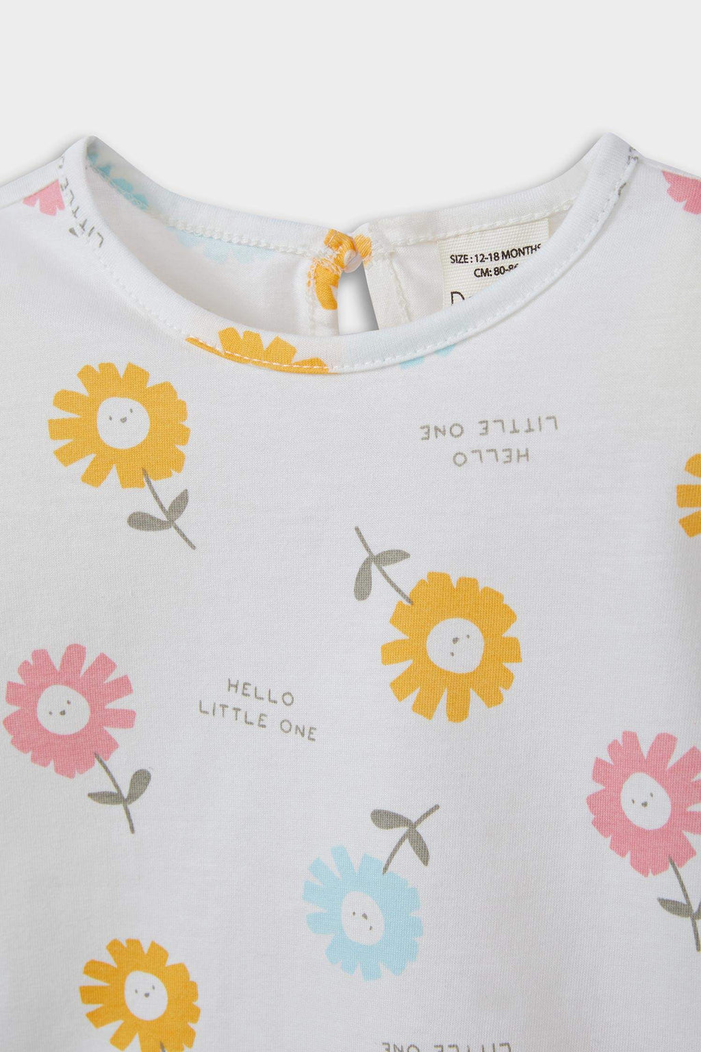 Baby Girl Pajama Set Floral Patterned Short Sleeve Combed Cotton Top and Elastic Waist Shorts