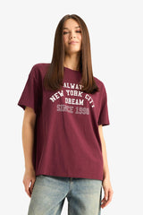 Oversize Wide Pattern Crew Neck Printed Short Sleeve T-Shirt