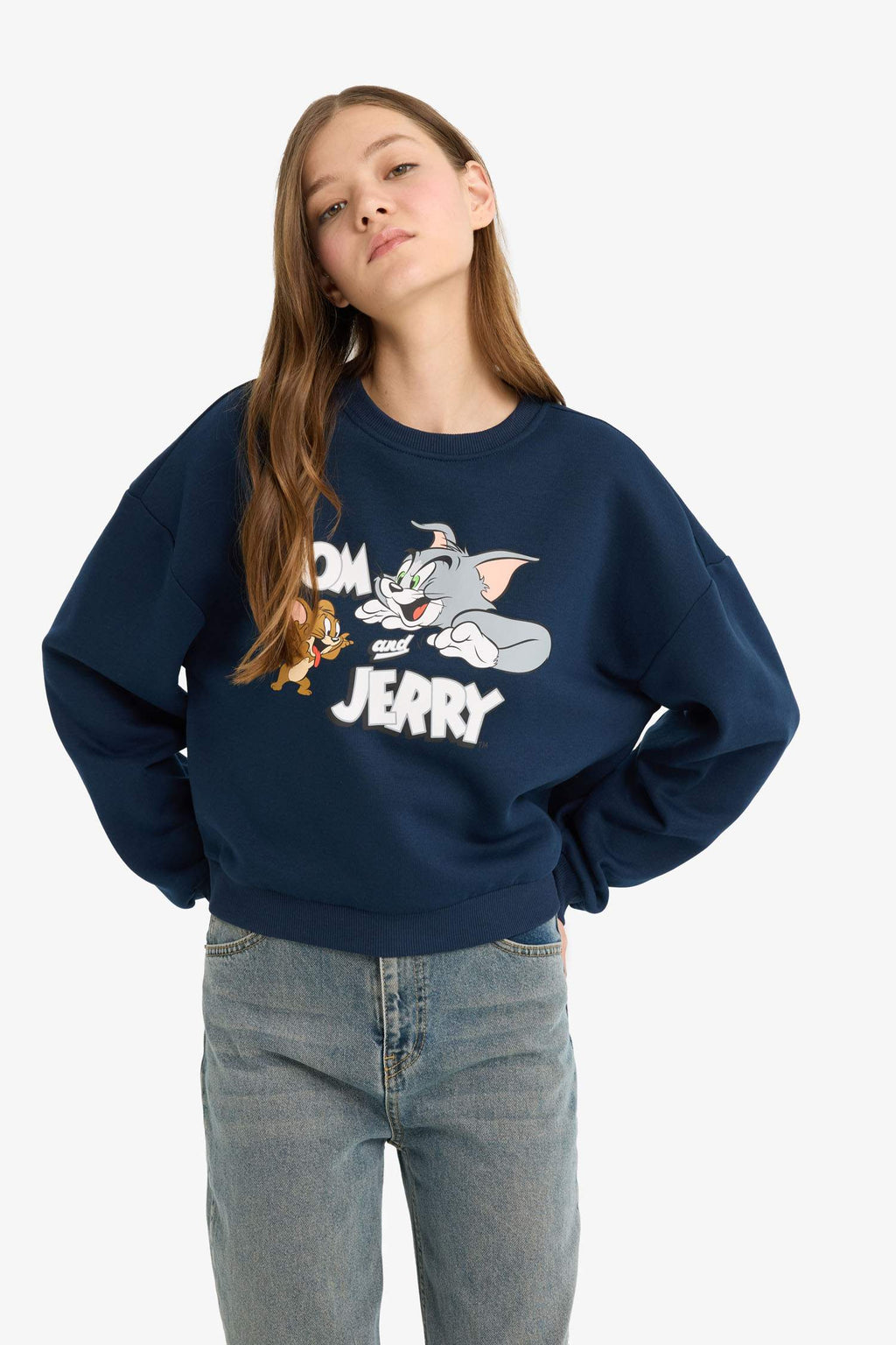 Cool Tom & Jerry Regular Fit Crew Neck Printed Sweater in Heavyweight Fabric