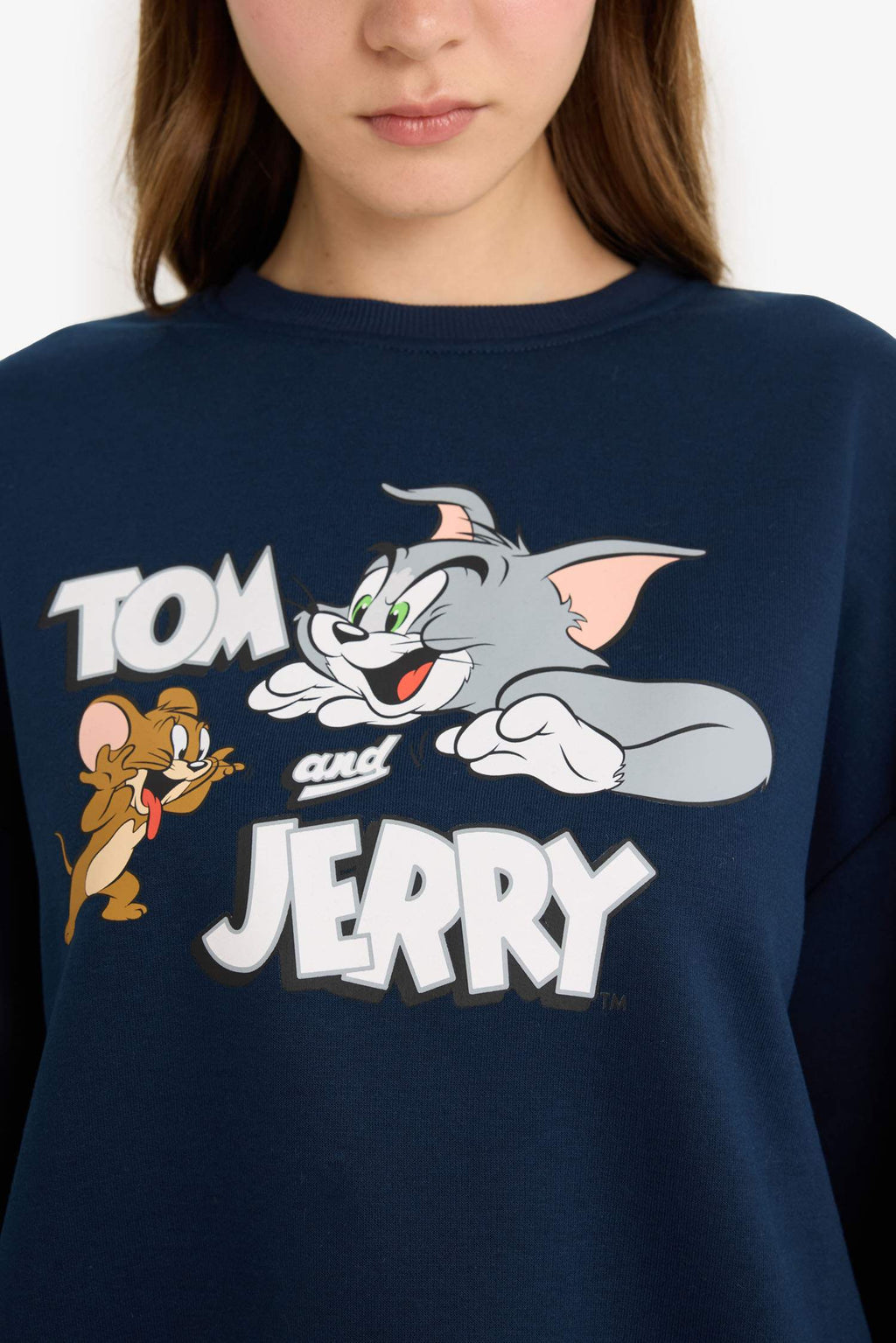 Cool Tom & Jerry Regular Fit Crew Neck Printed Sweater in Heavyweight Fabric
