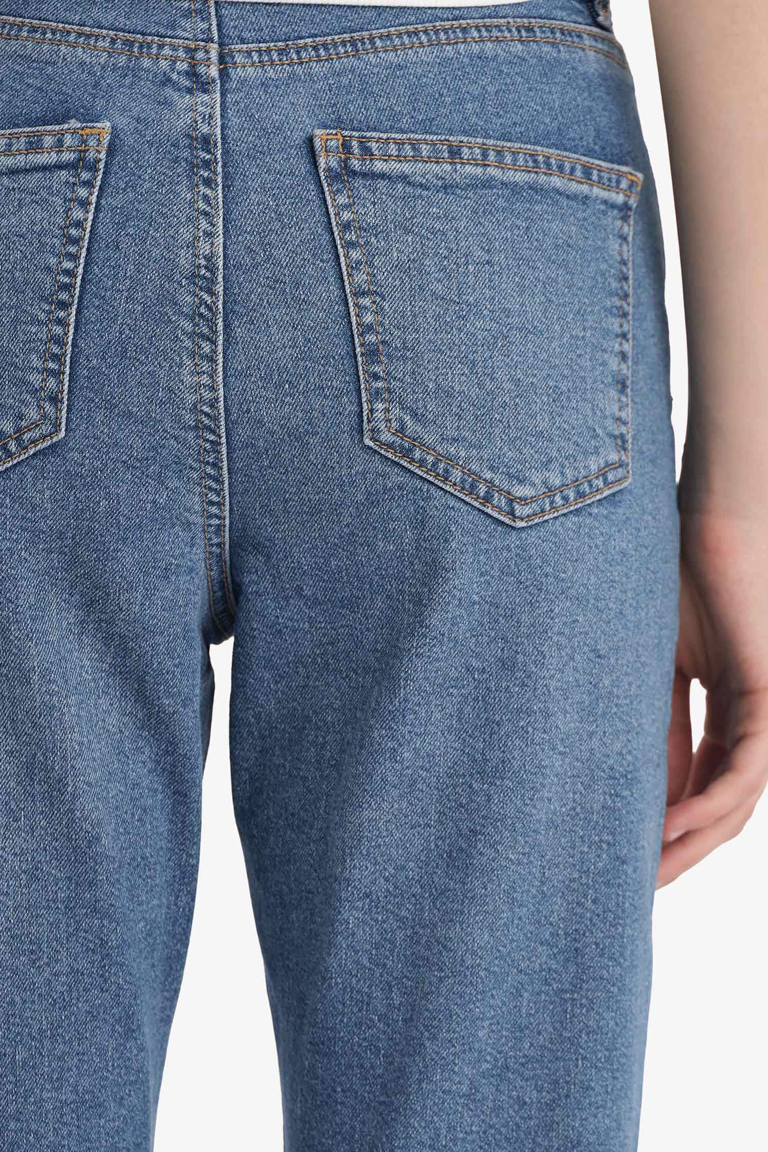 Mary Vintage Straight Fit High Waist Ankle Length Washed Jean Trousers