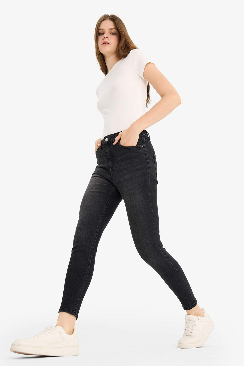 Skinny Fit High Waist Ankle Length Jeans