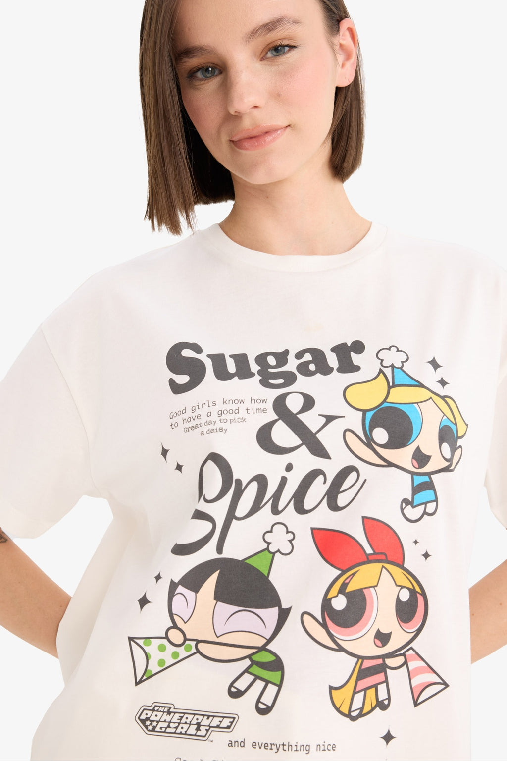 Cool PowerPuff Girls Oversize Wide Fit Short Sleeve T-Shirt