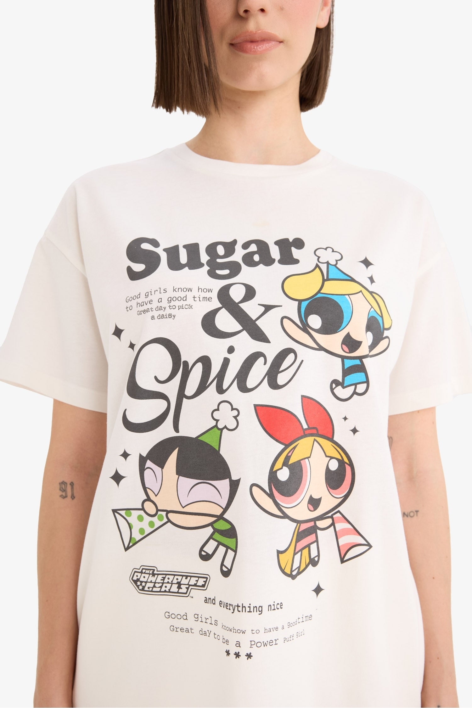 Cool PowerPuff Girls Oversize Wide Fit Short Sleeve T-Shirt