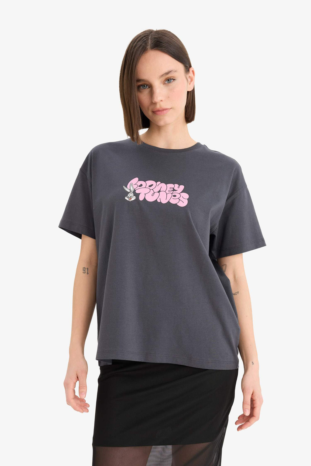 Cool Looney Tunes Oversize Wide-Mould Back Printed Short Sleeve T-Shirt