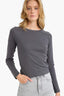 Slim-fit ribbed crew neck long sleeve t-shirt
