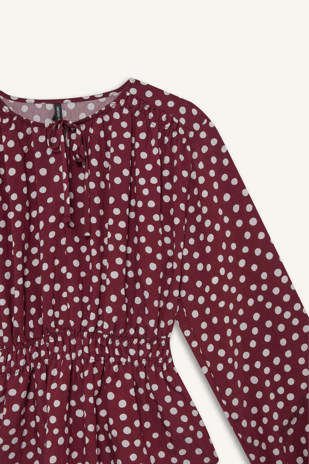 Regular Fit Crew Neck Polka Dot Long Sleeve Blouse