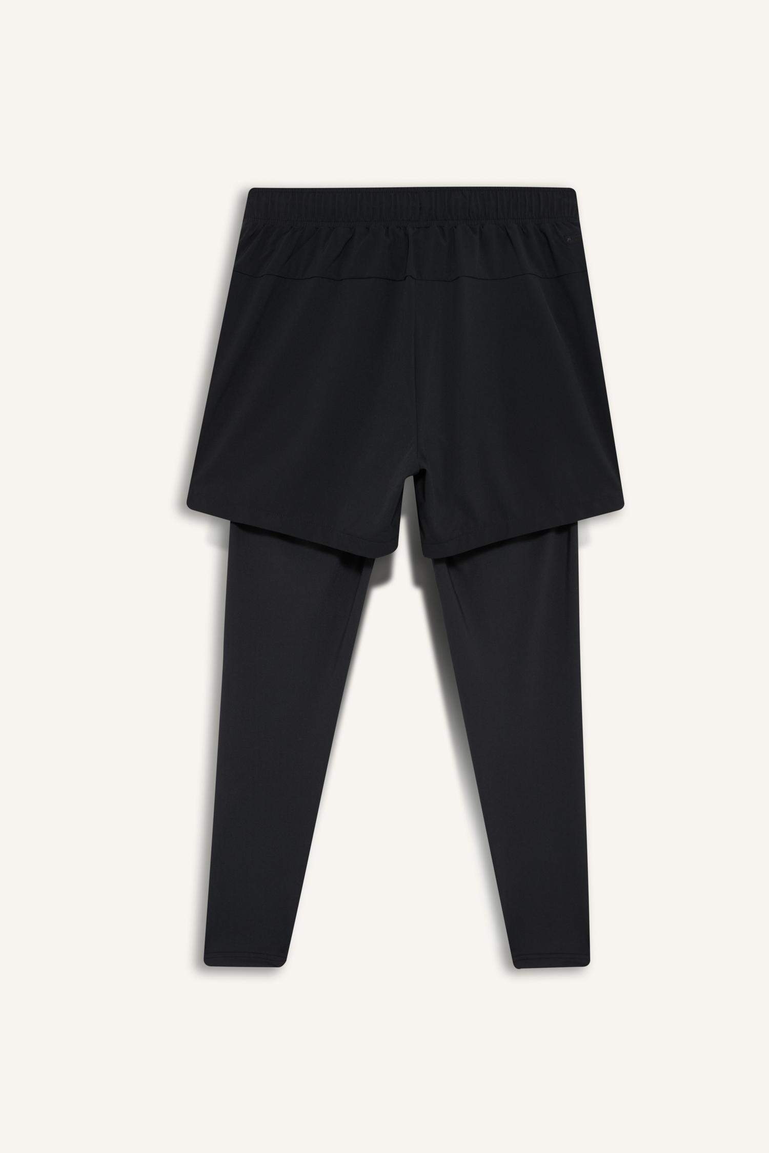 Slim Fit, Narrow Cut, Athletic, Standard Leg, Woven Shorts with Inner Leggings