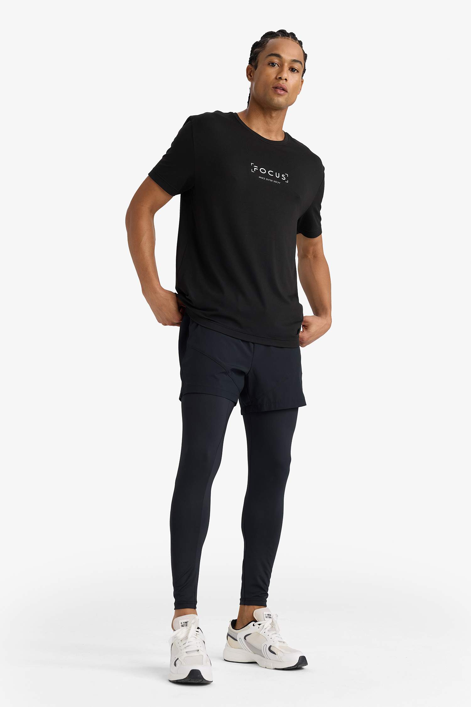 Slim Fit, Narrow Cut, Athletic, Standard Leg, Woven Shorts with Inner Leggings