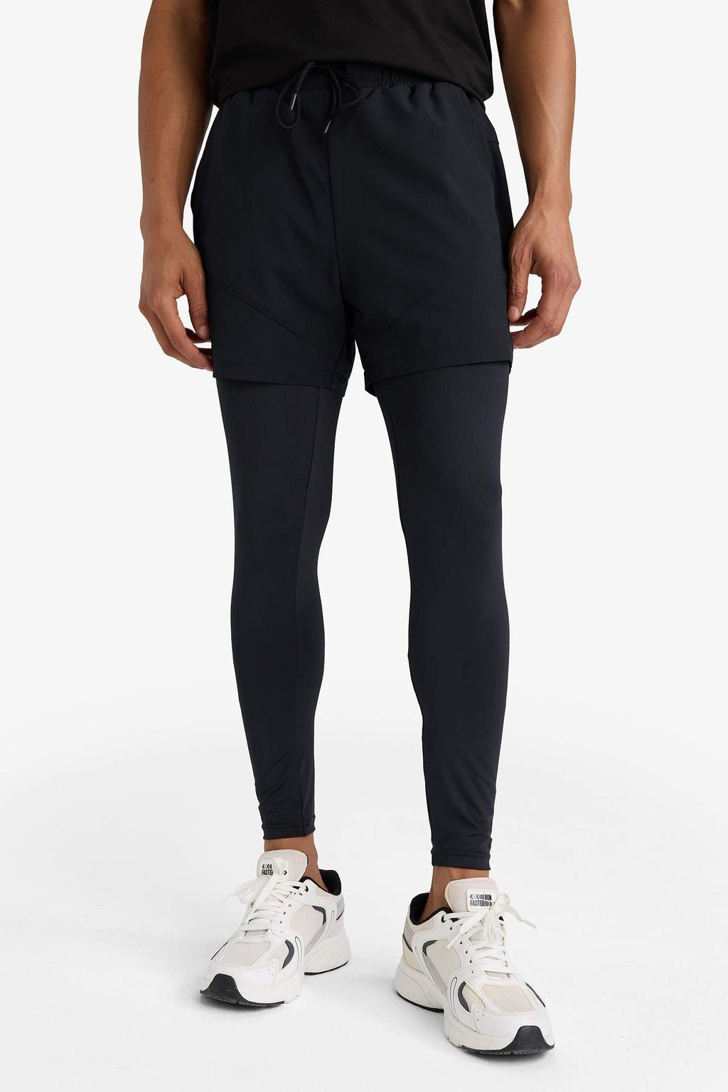 Slim Fit, Narrow Cut, Athletic, Standard Leg, Woven Shorts with Inner Leggings