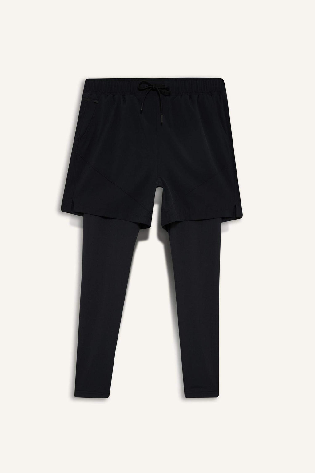 Slim Fit, Narrow Cut, Athletic, Standard Leg, Woven Shorts with Inner Leggings