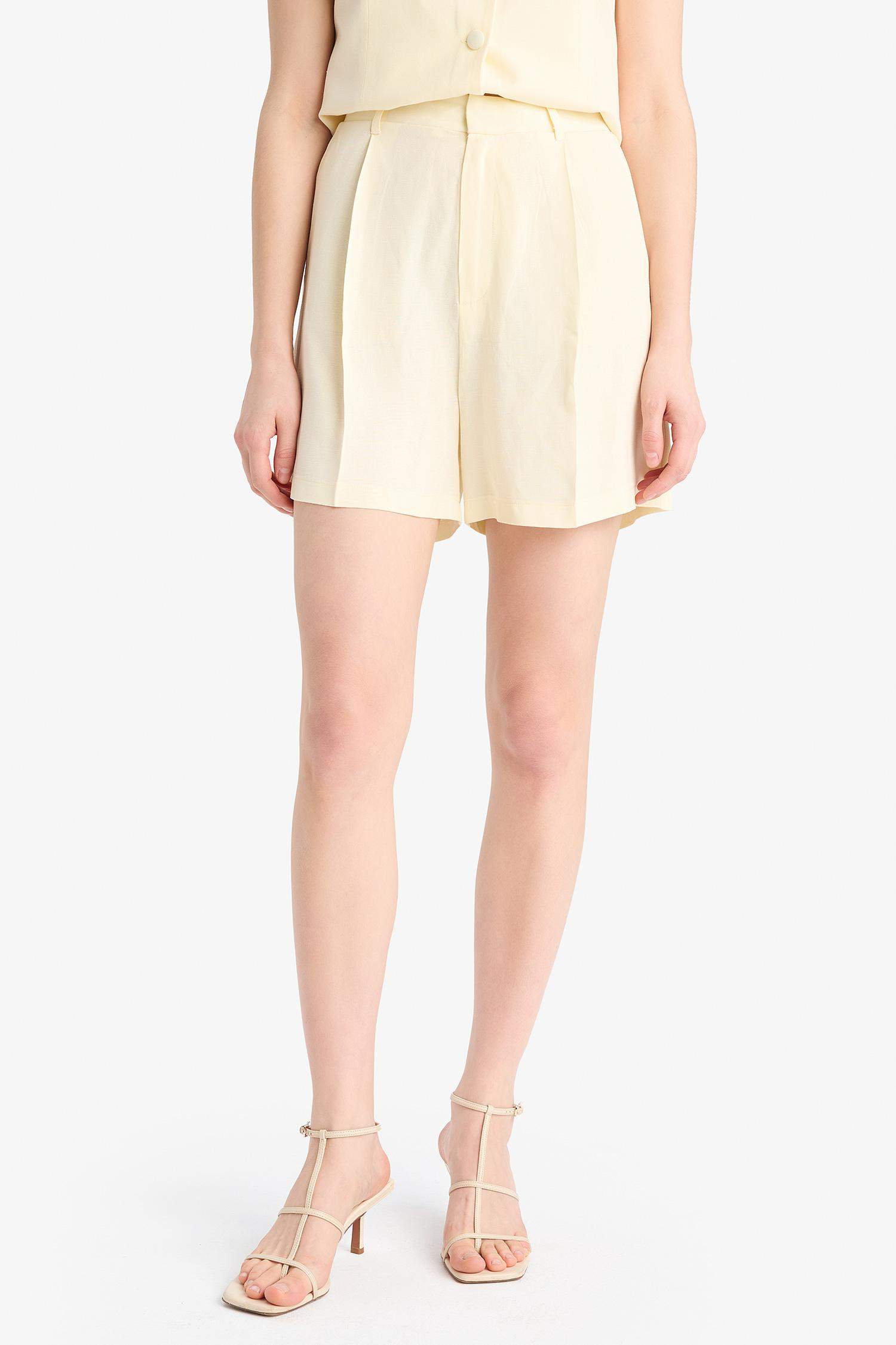 High Waist Linen Blend Shorts