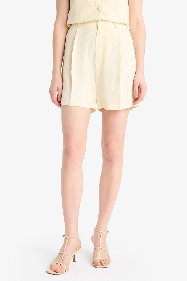 High Waist Linen Blend Shorts Main Image