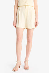 High Waist Linen Blend Shorts