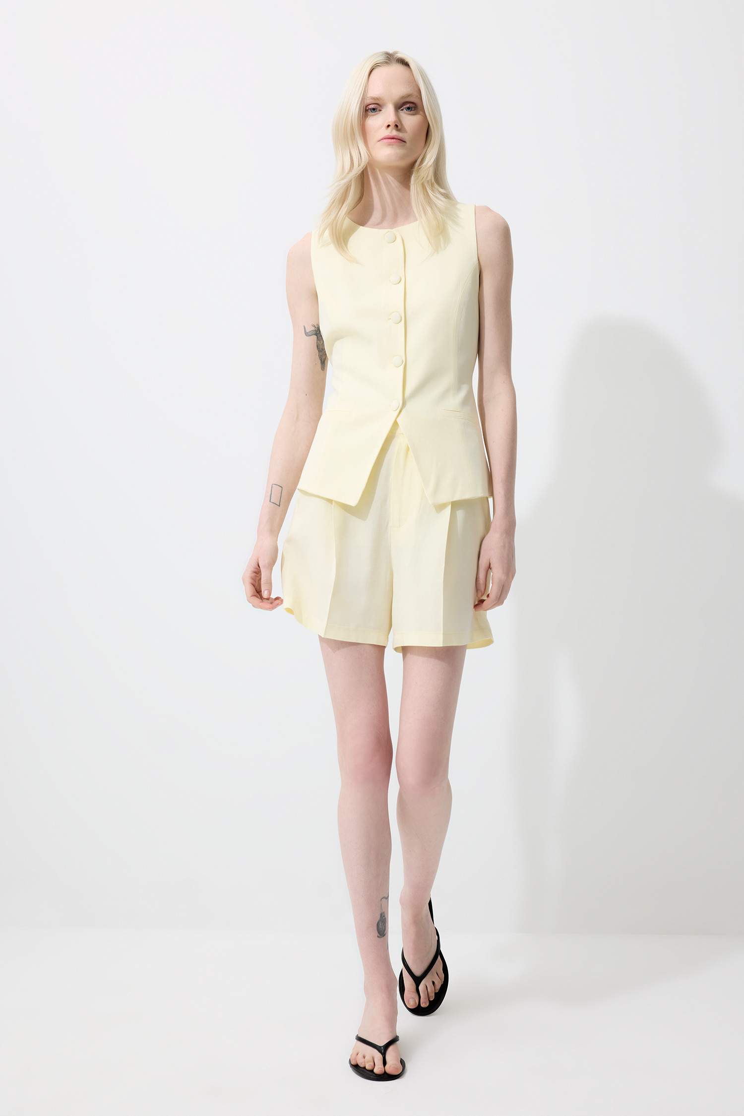 High Waist Linen Blend Shorts