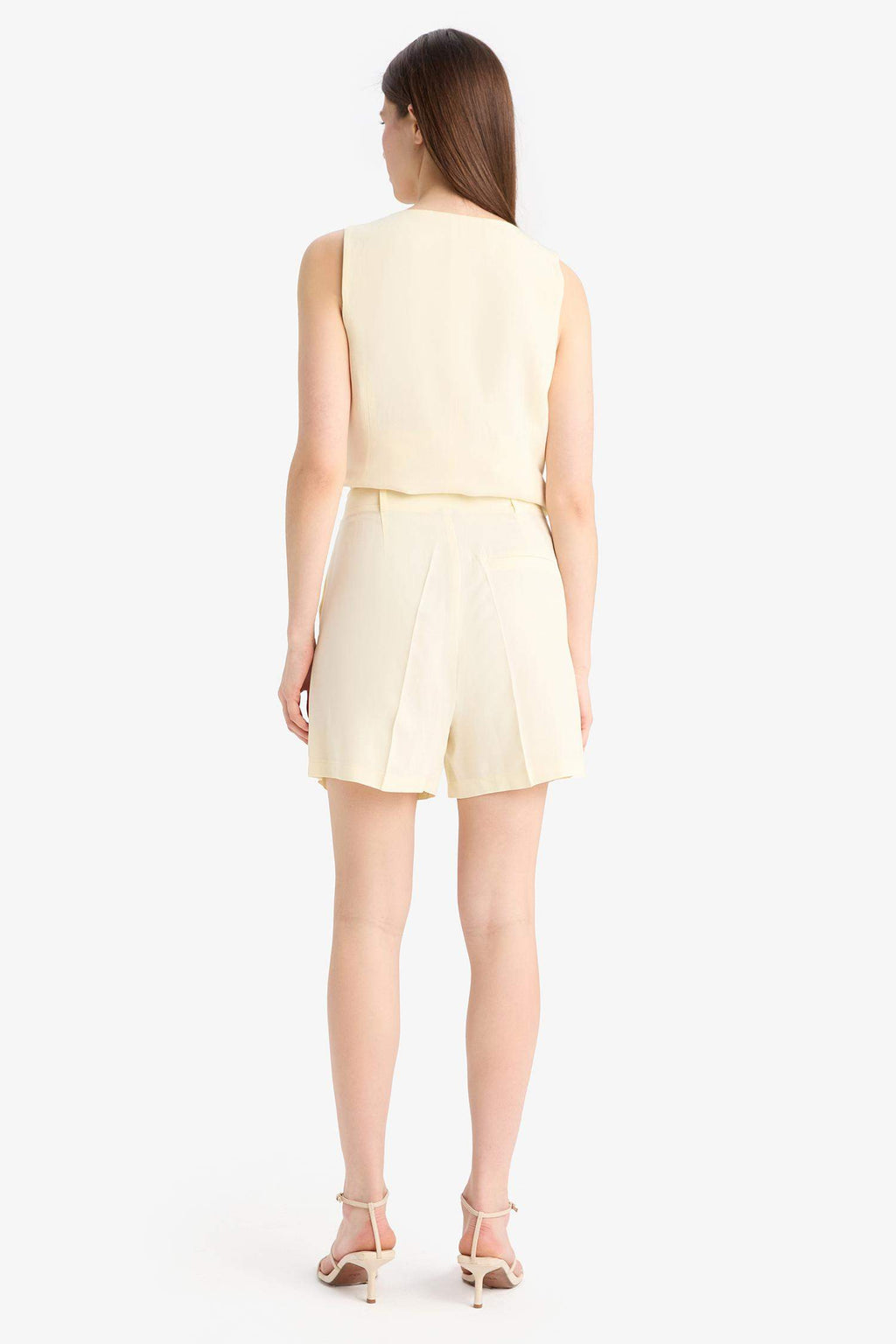 High Waist Linen Blend Shorts