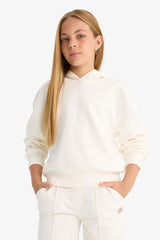 Girls Relax Fit Hooded Basic Plain Sweatshirt