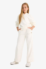 Girls Relax Fit Hooded Basic Plain Sweatshirt