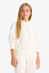 Girls Relax Fit Hooded Basic Plain Sweatshirt