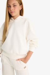 Girls Relax Fit Hooded Basic Plain Sweatshirt