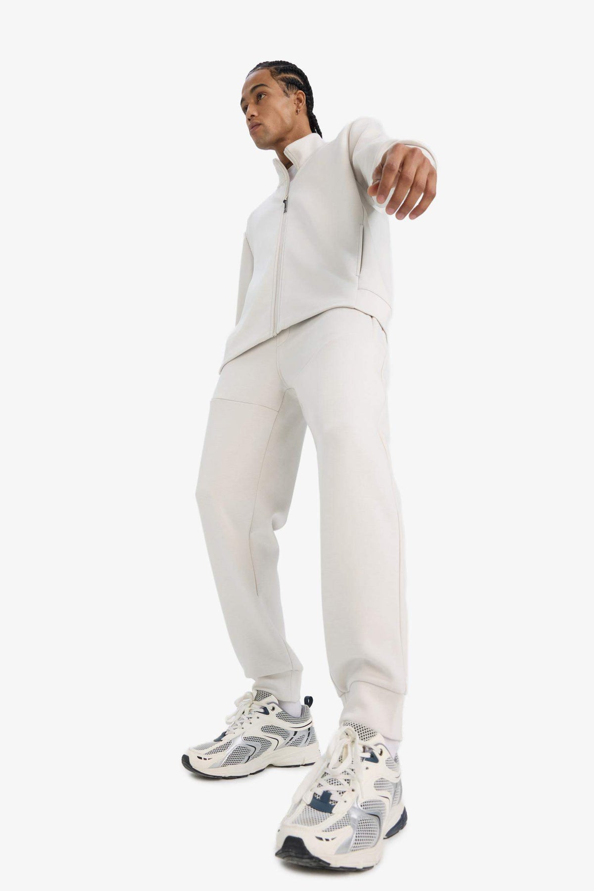 DeFactoFit Standard Fit Zipper Pocket Straight Leg Soft Touch Scuba Diving Fabric Sports Jogger Tracksuit Bottoms