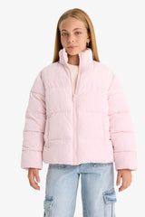 Girls Waterproof Zippered Puffer Coat