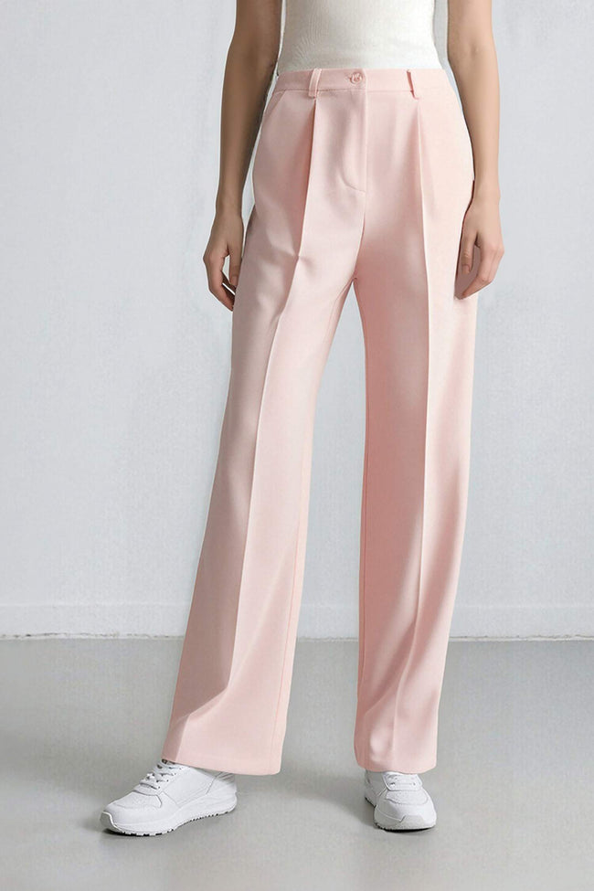 Afra X Defacto High Waist Long Length Wide Leg Crepe Fabric Trousers Hover Image