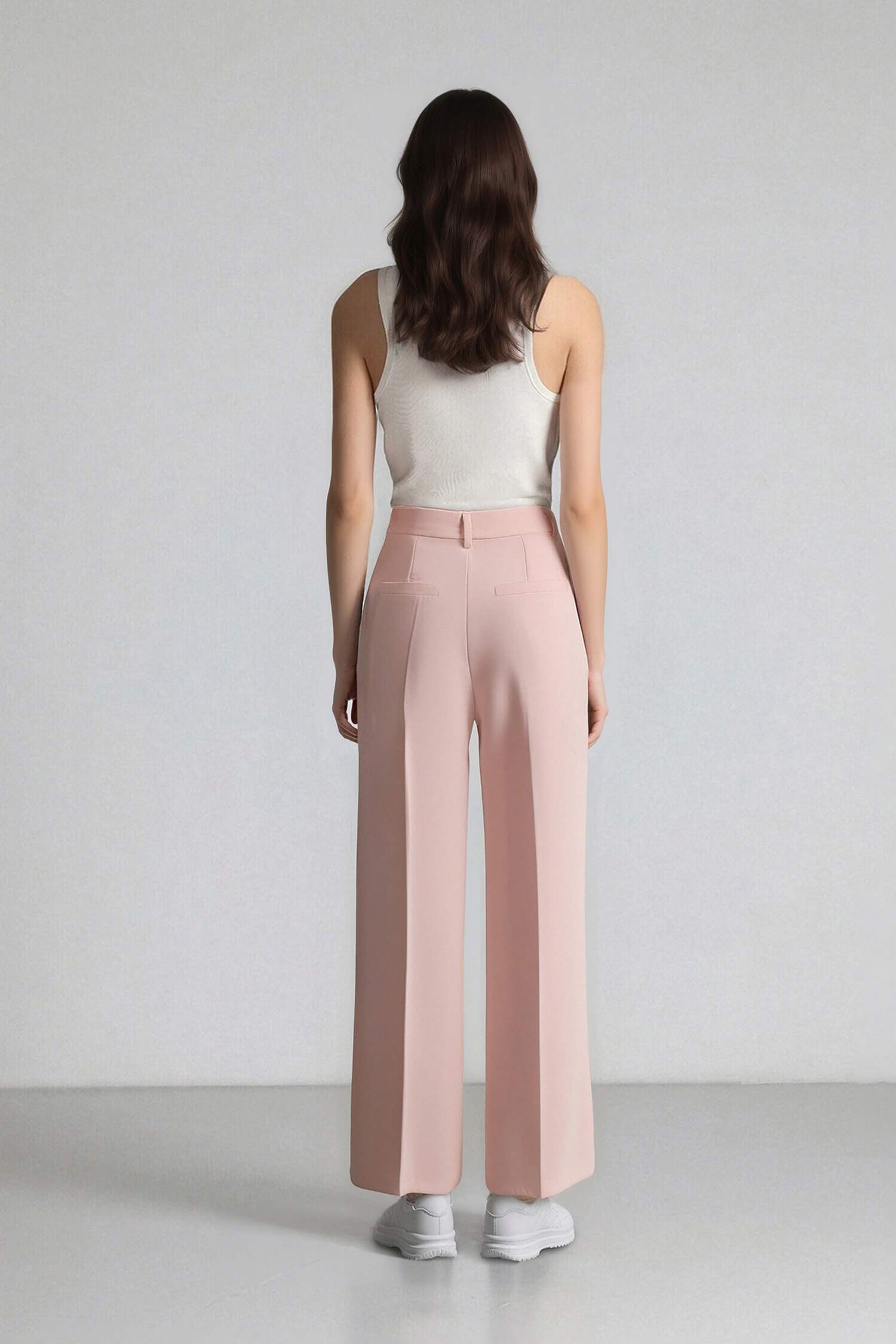 Afra X Defacto High Waist Long Length Wide Leg Crepe Fabric Trousers