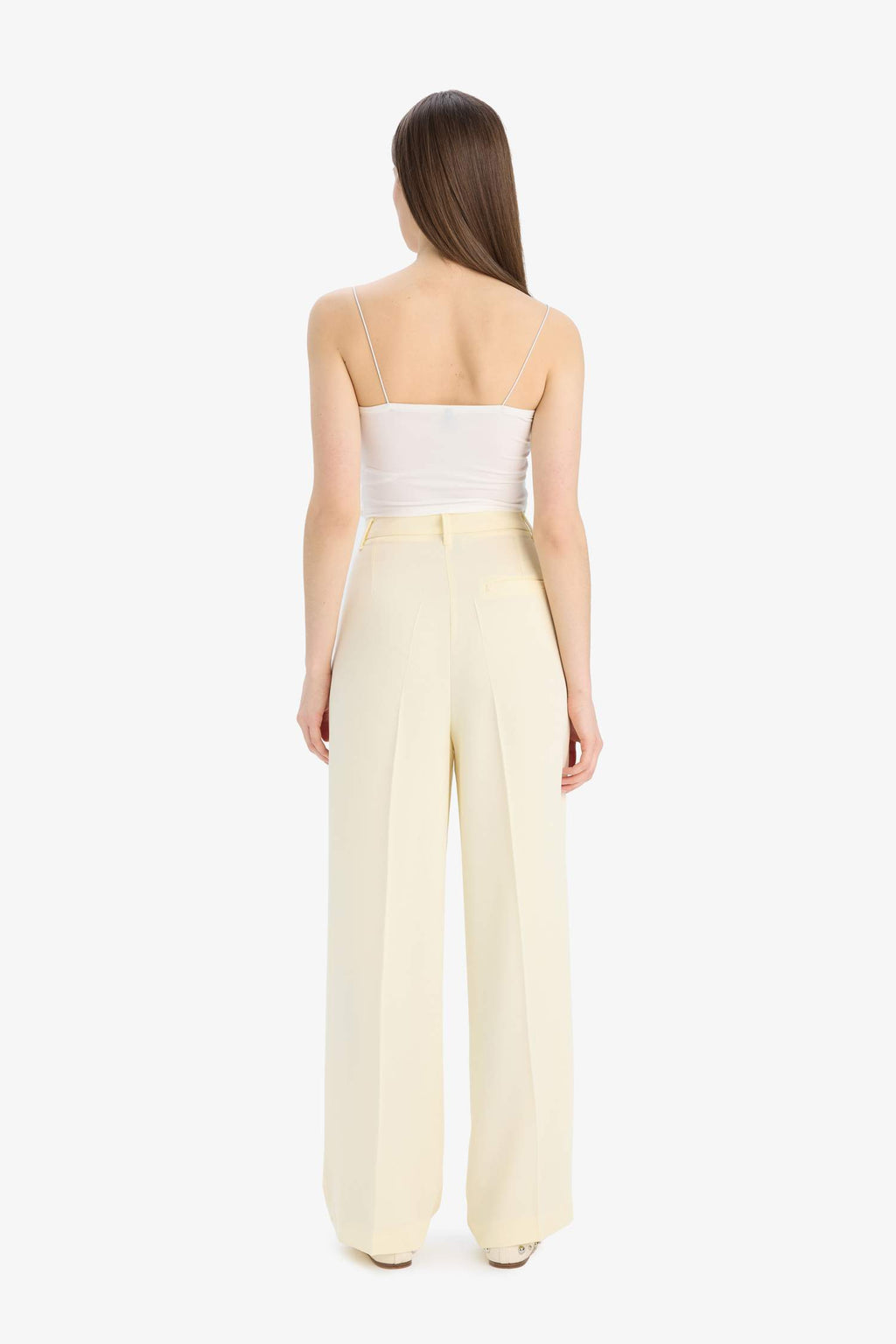 Afra X Defacto High Waist Long Length Wide Leg Crepe Fabric Trousers