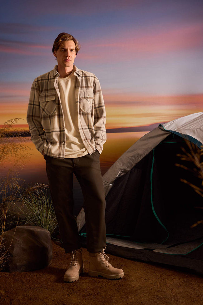 Regular Fit Plaid Fleece Long-Sleeve Shirt Main Image