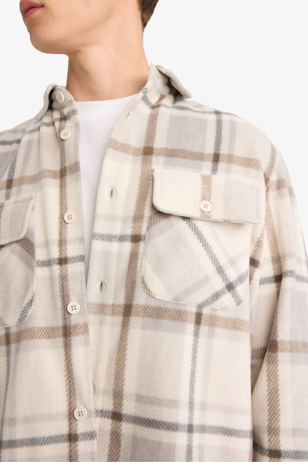 Regular Fit Plaid Fleece Long-Sleeve Shirt